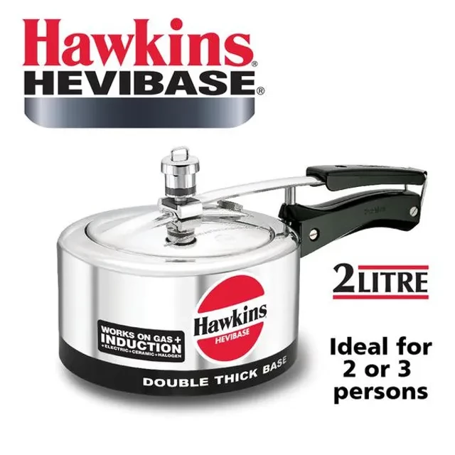 Hawkins Hevibase Aluminium Inner Lid Pressure Cooker - Induction Base, Silver, IH20, 2 l-2.webp